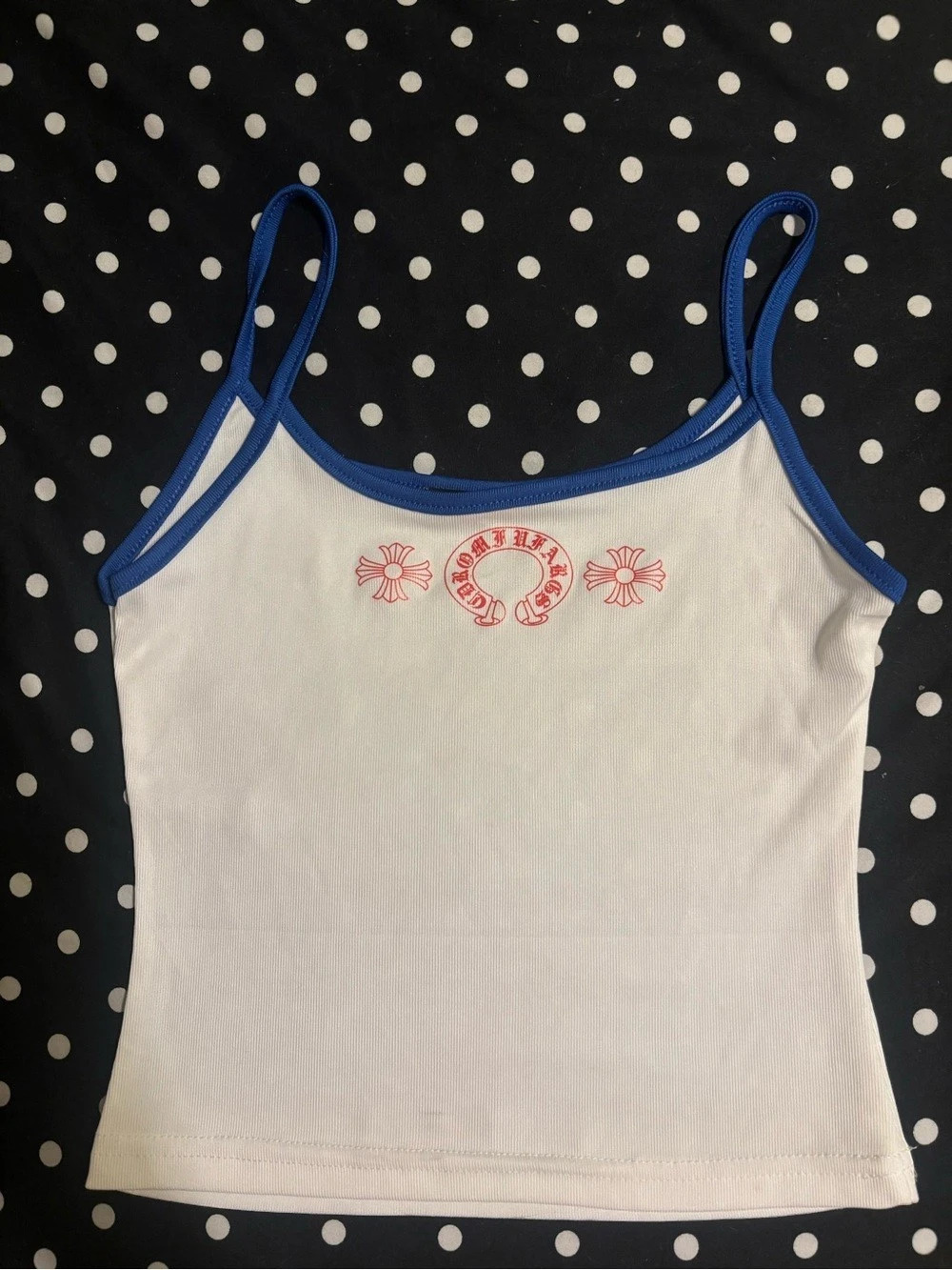 Chrome Hearts Horseshoe Ribbed Tank Top White & Blue